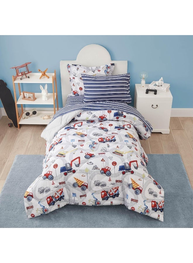 PPOLCA Kids Twin Bedding Comforter Set for Boys White - Image 1